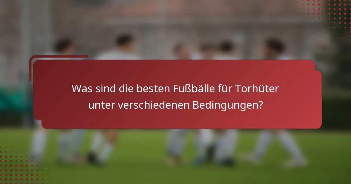 Was sind die besten Fußbälle für Torhüter unter verschiedenen Bedingungen?