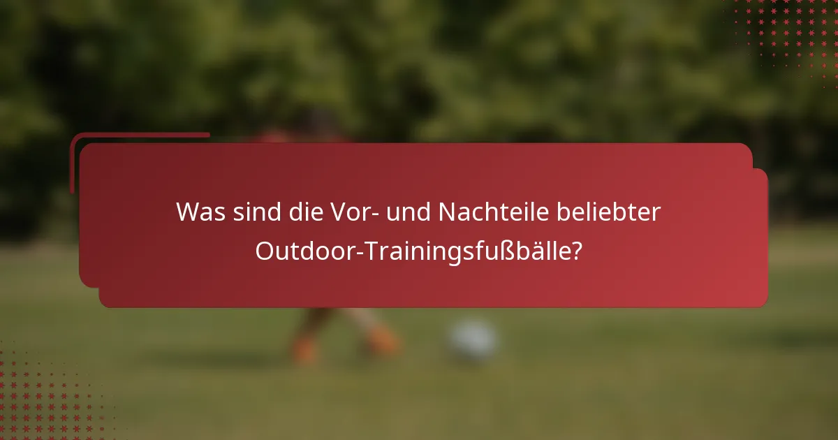 Was sind die Vor- und Nachteile beliebter Outdoor-Trainingsfußbälle?