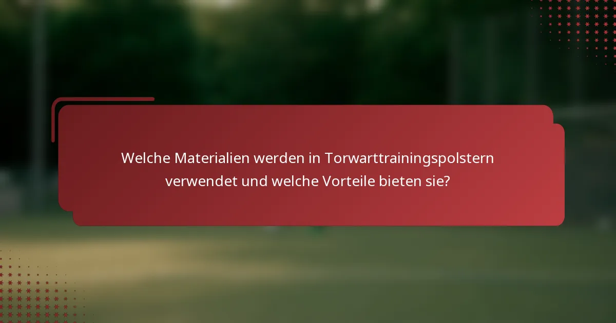 Welche Materialien werden in Torwarttrainingspolstern verwendet und welche Vorteile bieten sie?