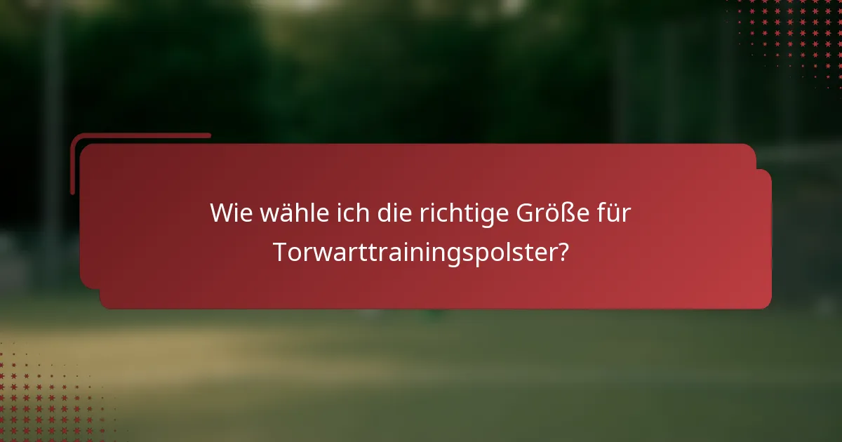 Wie wähle ich die richtige Größe für Torwarttrainingspolster?